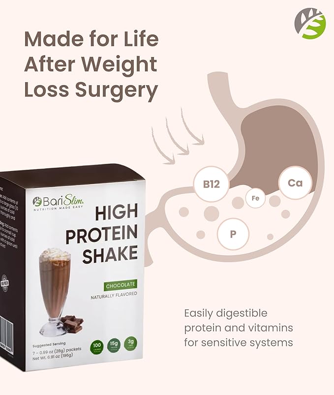 BariSlim High Protein Shake - Delicious & Nutritious Meal Replacement Shake - Low Sugar & Carb - Formulated for Bariatric Patients & Post-Weight Loss Surgery Support | Chocolate Shake (9 oz)