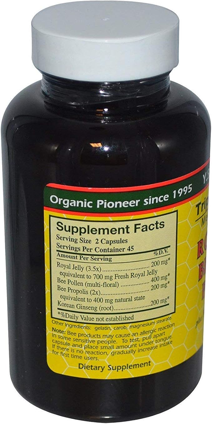 YS Eco Bee Farms, Royal Jelly Bee Pollen Propolis plus Korean Ginseng, 90 Capsules (2Pack)