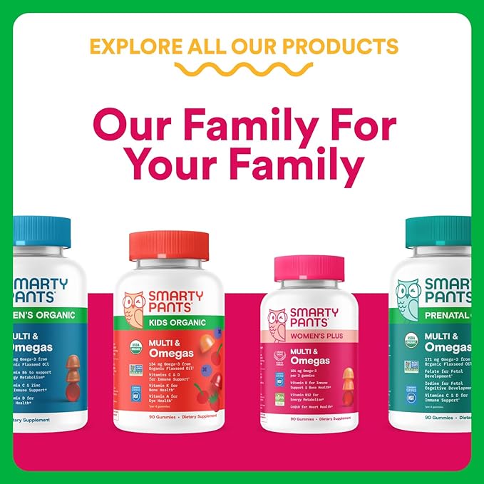 SmartyPants Organic Women's Multivitamin Gummies: Biotin, Methylfolate, Omega 3 (ALA), Vitamin D3, C, Vitamin B12, B6, A, K & Zinc, Inositol, Gluten Free, Vegetarian, 120 Count (30 Day Supply)