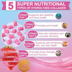 Multi Collagen Peptides Gummies, Type I, II, III, V, X - Hydrolyzed Collagen Peptides with Biotin, Hyaluronic Acid, Supports Healthy Skin, Strong Nails & Thick Hair, 60 Count, 1 Pack