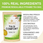 BREWIX, Tulsi Holy Basil Tea Bags (25 Pyramid Bags) | Tulsi Leaves | Holy Basil & Chamomile | Caffeine Free | Herbal Tea Bags | Calming, Fresh and Cool Flavor