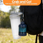 2 Pack Protein Powder Container to Go with Keychain & Keyring, Large Capacity, Clear, Leakproof, Ideal for workouts, fitness, or travel (Green&Blue)