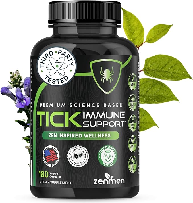Zenmen Daily Tick Guard Immune Support Supplement - Improved Formula - Japanese Knotweed, Cat's Claw, Chinese Skullcap, Cryptolepis Sanguinolenta, Sweet Wormwood - 180 Vegan Capsules, Made in The USA