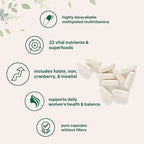 Micro Ingredients Pure Methylated Multivitamin for Women, 240 Capsules | 32-in-1 Formula with Vitamin B, C, D + Iron, Methylfolate & More | Supports Women 's Daily Wellness | Filler Free, Non-GMO