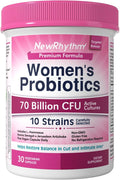 NewRhythm Women's Probiotics, Organic Prebiotics, 70 Billion CFU 10 Strains, Vaginal Probiotics for Urinary & Digestive Health, 30 Vegan Capsules, No Bloating