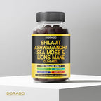 Shilajit Gummies with Sea Moss, Ashwagandha & Lions Mane - (Shilajit Supplement for Men & Women, Energy & Immunity Support ) Third Party Tested, Vegan Safe, NON GMO & Made in USA (60 Gummies)