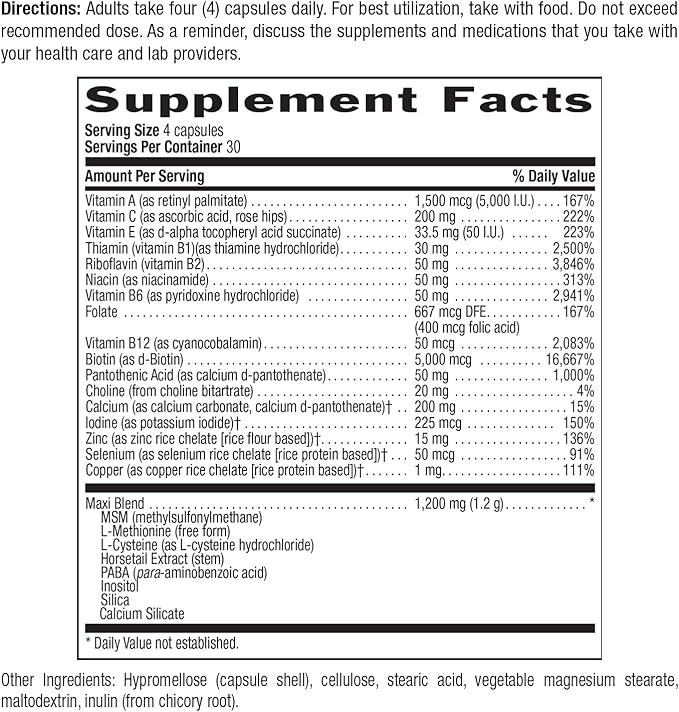 Country Life, Maxi-Hair Plus Biotin, Supports Healthy Hair, Skin and Nails, Daily Supplement, 120 ct