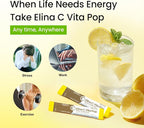 DONGKOOK Vita Pop 2,000mg Vitamin C Vitamin D & Biotin Powder Per Stick, Sugar Free Korean Vitamin C Supplements Multivitamin Advanced Immune Support for Woman Skin Hair, Lemon Powder Drink 100 Packet