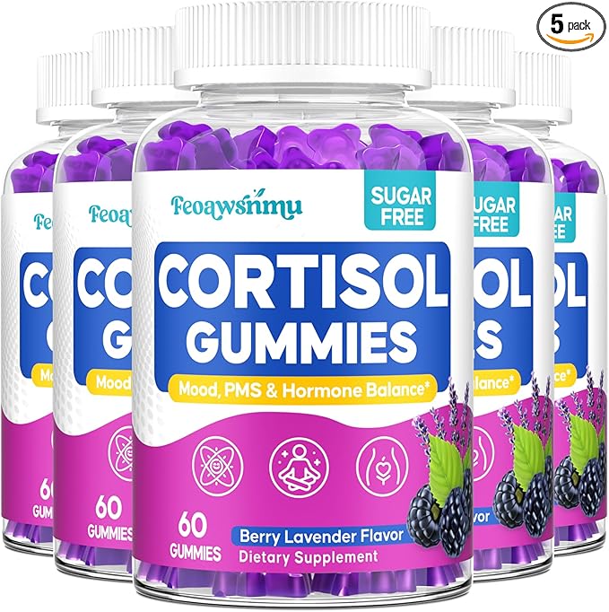 Cortisol Supplements for Women, 0 Sugar Cortisol Gummies, Cortisol Reducer with Ashwagandha, Myo-Inositol, GABA & Saffron - Stress Relief, Hormone Balance & PMS, Cortisol Detox for Women, 300 Count