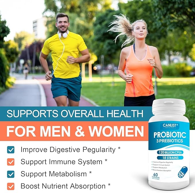 Probiotics 120 Billion CFUs 18 Strains, 3 Prebiotics & Digestive Enzymes for Men Women,Digestive & Immune Support,Shelf Stable Non-GMO 120 Capsules
