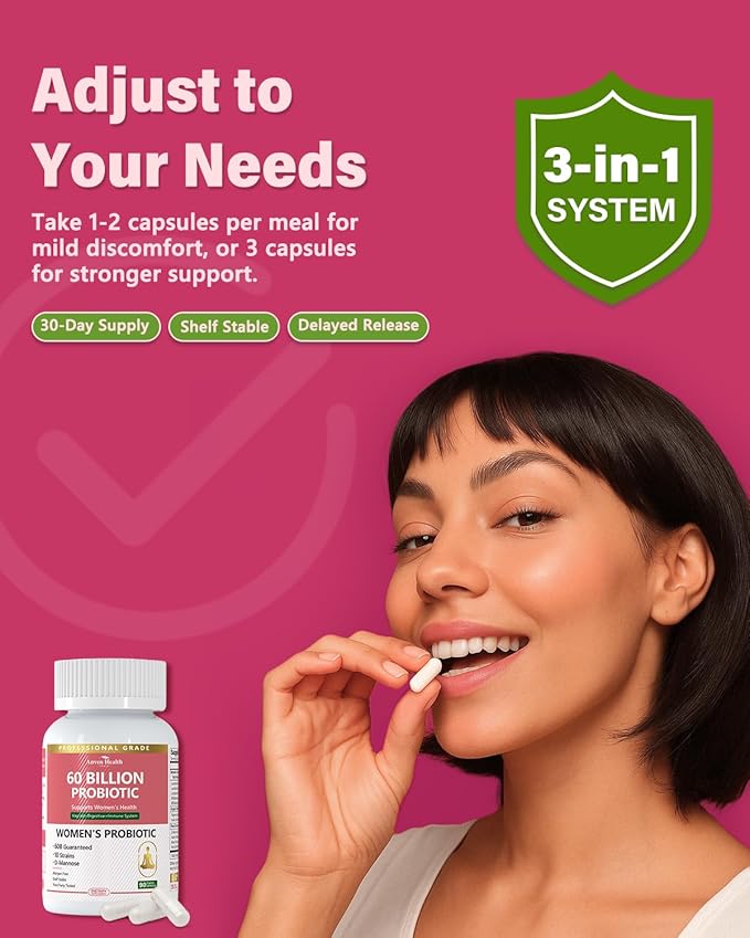 Probiotics and Organic Prebiotics for Women pH Balance & Digestion- 60 Billion CFU Vaginal Probiotics with Cranberry D-Mannose, Vegan & Non-GMO for Urinary Tract & Immune | 90 Caps