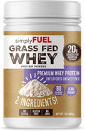 simplyFUEL 100% Grass-Fed Whey Protein Powder, Unflavored, Unsweetened, Zero Sugar or Carbs, Clean, Gluten-Free Protein, 20 g Protein per Serving, 1 lb
