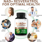 NAD+ Resveratrol Supplement 120 Capsules, Supports Healthy Aging, Cellular Energy, Metabolism & Brain Boost for Men & Women