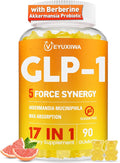 GLP-1 Supplement for Women, 5X GLP-1 Blends with Akkermansia Probiotic & Berberine, 17-in-1 High Efficiency GLP-1 Probiotic Gummies , for Energy, Digestion & Gut, Yuzu Flavor, Sugar Free - 90 Gummies