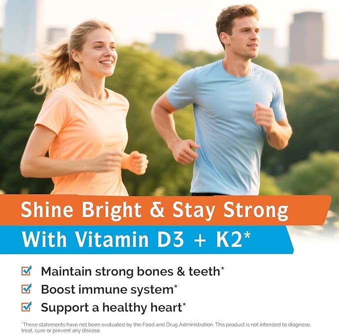 Innate Vitality Vitamin D3 K2 Supplement, High Potency Vitamin D3 10000 IU & Vitamin K2 (MK-7) 200 mcg, Supports Bone, Teeth, Heart & Immune Health, Non-GMO, Gluten Free, 60 Softgels