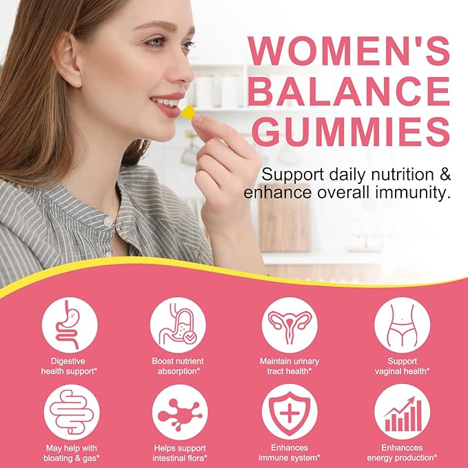 Premium Vaginal Probiotics Feminine Gummies - Vaginal Health Supplements Feminine Gummies for Women PH Balance,Immune Support & Gut Health, Pineapple Flavor Gluten-Free