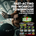 Vitamin Energy Workout+ Extra Strength Energy Shot Sour Apple 12 Pack, 260mg Natural Caffeine, Pre-Workout, B-Vitamins, Minerals, Endurance & Performance, Zero Sugar, Gluten-Free, Vegan, 1.93 fl oz