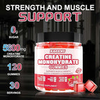 Creatine Monohydrate Gummies for Men & Women 120 CT - 5000mg of Creatine Monohydrate per Serving - Sugar Free Chewable Creatine for Muscle Strength, Muscle Builder, Energy Boost (Raspberry Flavor)
