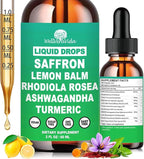 Saffron Supplements Liquid Drops- 88.5mg Pure Saffron Extract for Stress Relief & Calm Mood Support丨Advance 8-in-1 liquid Saffron w. Ashwagandha & Rhodiola Rosea, Fast Absorption Than Saffron Gummies