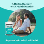 BeLive Biotin Gummies - Skin, Nails & Hair Vitamins with A, C, D, E, B12, Zinc, Folate & Inositol, Biotin Supplement for Anti-Aging, Energy & Collagen Boost, Multivitamin Gummies - Strawberry | 5-Pack
