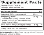NATURELO Whole Food CoQ10 Supplement, 120 Veg Capsules, Heart Health Blend, Powerful Antioxidant, CoQ10 100mg Supports Energy Production