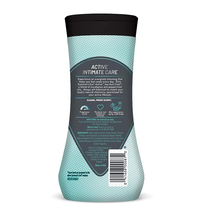 Summer’s Eve Active Daily Performance All Over Feminine Body Wash, Feminine Wash pH Balanced, 12 fl oz bottle 3 Pack