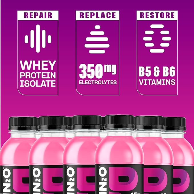Protein2o Hydration Drink - 2-in-1 Liquid Clear Whey Protein Isolate and Electrolyte Drink - 15g Protein,Vitamins B5,B6 - Post-Workout Recovery - 16.9 Fl Oz - Dragon fruit Blackberry,(Pack of 24)