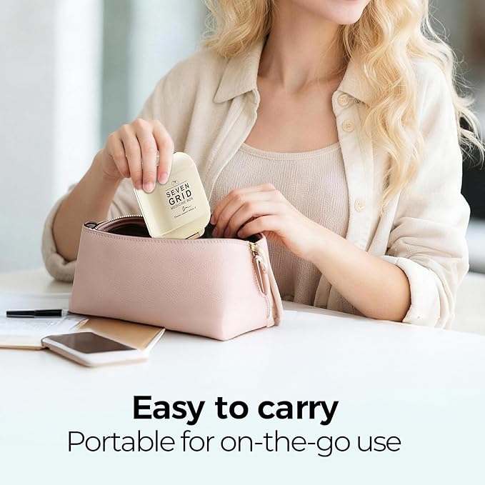 7 Compartments Travel Pill Organizer, Foldable Portable Airtight Daily Pill Box, Compact Pill Case for Purse & Pocket, BPA-Free Medicine Organizer for Vitamins Fish Oil Supplements (White)
