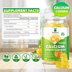 Calcium Citrate Gummies 1200 mg, Sugar Free Calcium Gummies for Adults & Kids, Chewable Calcium Supplements for Women, Bone & Immune Support, Pineapple Flavor 60 Count