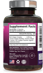 Multi Collagen Peptides Complex - Advanced Hydrolyzed Collagen Supplement Pills with Type I, II, III, V & X - Hair, Skin, Nail & Joint Support Supplement for Women & Men - USA Bottled - 120 Capsules