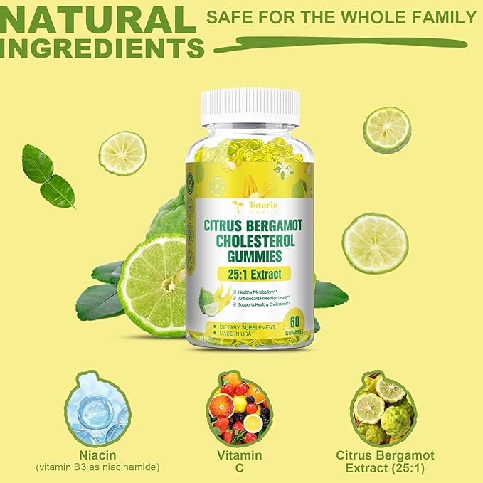 (2 Packs) Sugar Free Citrus Bergamot Gummies for Healthy Cholesterol - All Natural Supplements 25:1 Extract From Italy Bergamot Supplement for Immune Support Healthy Anti-Aging Sugar-Free Vegan Pectin
