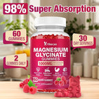 2 Pack Magnesium Glycinate Gummies 1000mg，Magnesium Gummies for Adults & Kids with L-Threonate, Magnesium Supplement for Relaxation, Calm, Sugar Free, Raspberry Flavor, 120 Count