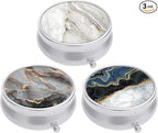 3 Pack Pill Box, Small Pill Case for Purse & Pocket, Cute Travel Medicine Organizer, Portable Medicine Container Holder to Hold Vitamins, Medication, Fish Oil & Supplement, Abstract Art Marble