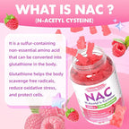 MEENCCD NAC Gummies, N Acetyl Cysteine 600mg, NAC Supplement for Antioxidants & Immune Support, Sugar-Free, Natural Raspberry Flavor, 60 Count