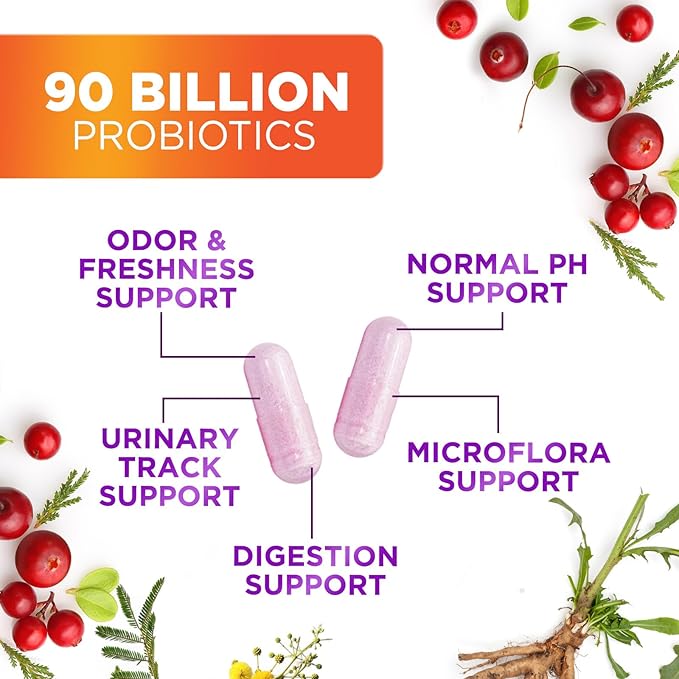 Probiotics for Women - Probiotic Blend 90 Billion CFU Per Serving - Women's Probiotic for Targeted Vaginal & Digestive Health Support - 16 Strains, Cranberry, Prebiotics - Bottled USA - 120 Capsules