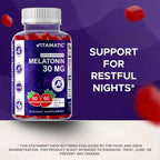Vitamatic Sugar Free Melatonin 30mg per Gummy - 60 Servings - 60 Vegetarian Gummies - Non-Habit Forming Supplement (60 Count (Pack of 1))