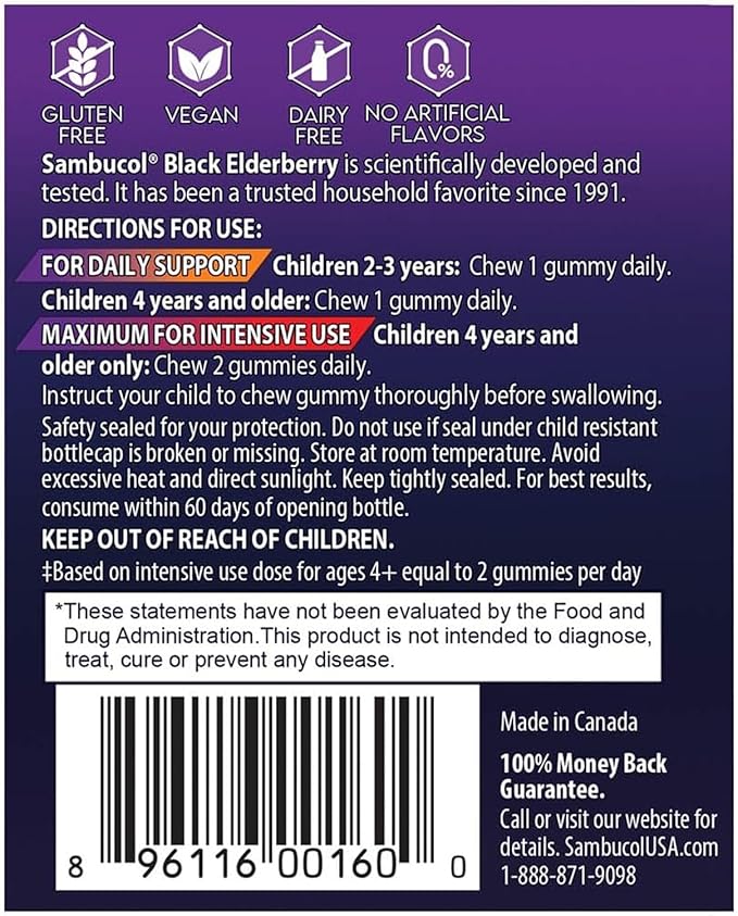 Sambucol Black Elderberry Gummies for Kids - Elderberry Gummies with Zinc and Vitamin C, Chewable Supplement for Kids, Low Sugar, Berry Flavor - 30 Count