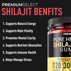 Shilajit Gummies for Men 3000mg – 120 Gold Shilajit for Men Gummies Sugar Free with Fulvic Acid – Natural Energy, Vitality & Stamina Support Chewable – Pure Himalayan Shilajit Gummy Chews