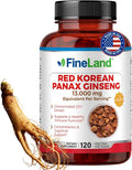 FineLand Red Korean Panax Ginseng 20:1 Extract - Concentrated Immune & Cognitive Support Supplement for Men & Women - 120 Veggie Capsules