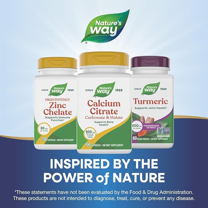 Nature's Way Calcium Citrate, Carbonate and Malate, Supports Bone Health*, 100 Capsules (Packaging May Vary)