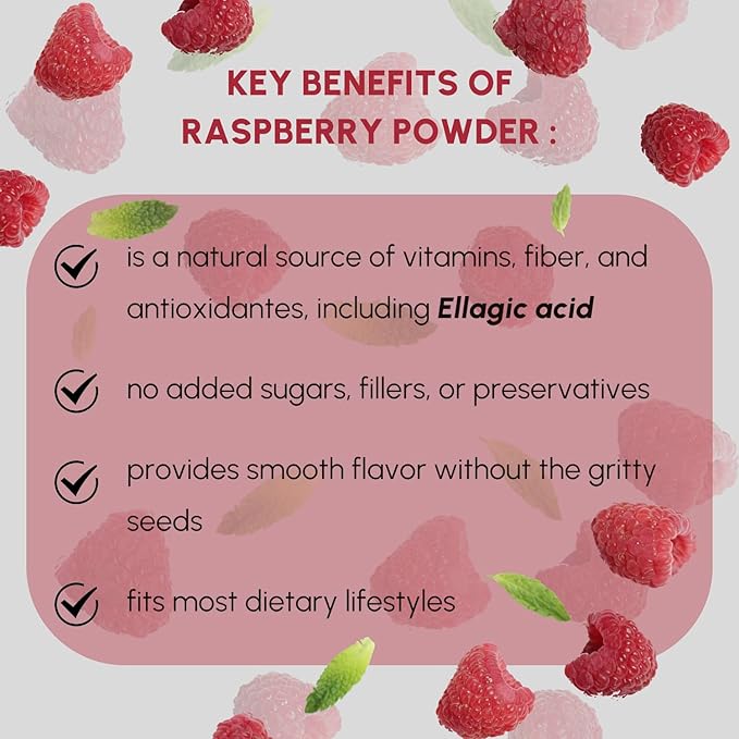 Raspberry Powder 8 oz, Pure Powder Used in Cooking and Beverages, Natural Food Coloring
