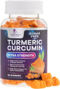 Turmeric Curcumin Gummies Sugar Free Supplement - 95% Curcuminoids with Turmeric & Ginger, Black Pepper for Best Absorption, Nature's Vegan Joint Support, Non-GMO, Tasty Peach Flavor - 60 Gummies