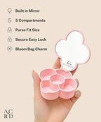 NobleCase Bloom Charm Travel Pill Organizer, 5 Compartments with Mirror, Easy-Open Lock, Cute Compact Pill Box for Purse, BPA-Free Vitamin Case and Small Jewelry Storage, Blush Pink