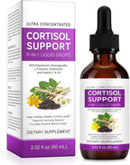 Cortisol Supplements for Women & Men, Ultra Concentrated 10 in 1 Cortisol Liquid with Magnesium, Ashwagandha, L-theanine, Support Hormonal Balance, Promotes Mood & Mental Clarity (60ml, Blueberry)