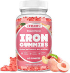 Iron Supplement for Women - Iron Gummies with Vitamin B6, B12, C, Zinc, Folate for Adults & Kids - Support Blood Builder, Iron Deficiency, Anemia, Energy Boost - Sugar Free 60ct Peach Flavor