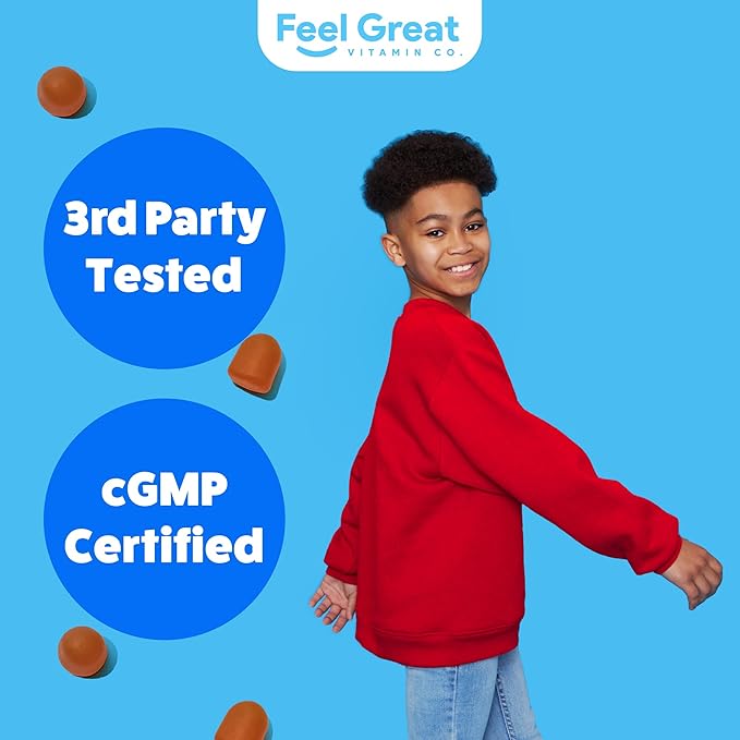 Feel Great Kids Multivitamin Gummies | Citrus & Strawberry Flavored Vitamins for Kids | Multivitamin Gummies with Vitamin D for Bone, Muscle & Immune Support | Chewable Vitamins | 45-Day Supply