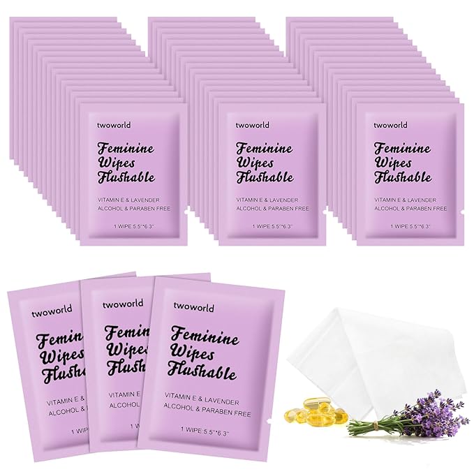 Feminine Wipes Individually Wrapped, Flushable Wipes Travel,Feminine Care Vaginal Wipes for Adult,Women, Girl and Homeless (Pack of 400,Lavender)