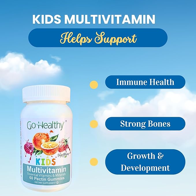Go Healthy Kids Multivitamin Gummies, Immune Support, Kids Vitamin Gummies, Kosher Kid Vitamin, Halal, Non-GMO, Gluten-Free Tasty Gummy - 30 Servings