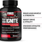Force Factor Test X180 Ignite Total Testosterone Booster for Men with Fenugreek Seed and Green Tea Extract to Build Lean Muscle, Boost Energy, and Improve Performance, 120 Count