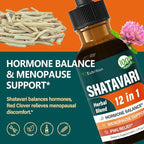 Shatavari (Shitabari) Drops for Women Support Menopause Relief, Herbal Supplement for PMS Support, 12-in-1 Formula with Wild Yam, Vitex Berry Extract. 2oz